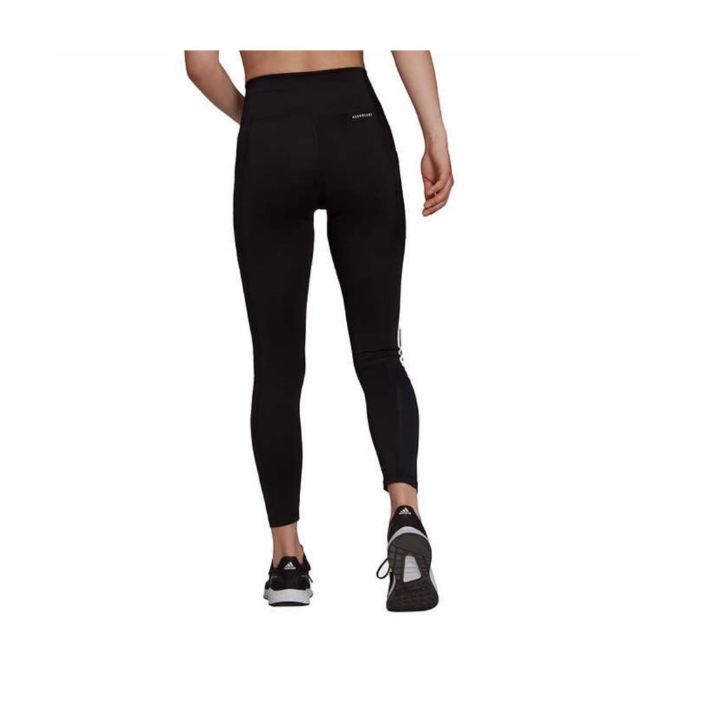 ADIDAS Ladies' 3-Stripe w/Mesh NWT leggings Carbon Sz Med Tight Fit 7/8 Style - Picture 4 of 15